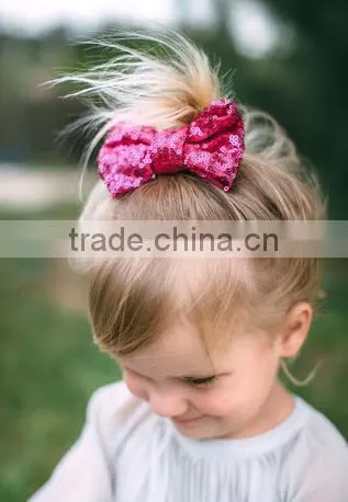 Sequin Material Bow Design Girls Hair Clips, Sequin Hair Clips photo-3