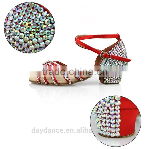 Children Kid Rhinestone Low Heel Modern Shoes Girls Diamond Ballroom Latin Dance Shoes photo-5
