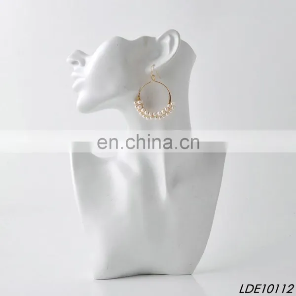 Wedding Bridal Freshwater Pearls Beaded Hoop Earring Fashion Earrings photo-2
