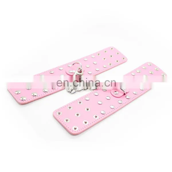 Bondage Black PU Leather Studded Wrist & Ankle Restraints Adult Novelty Product