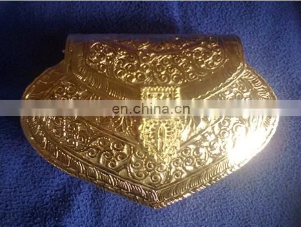 Brass Engraved Gold Clutch Bag With Velvet Interior photo-2