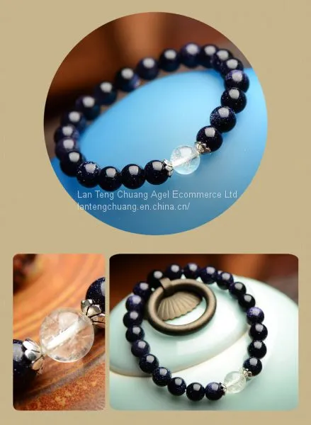 The Bright Sky Blue Stone Accessories Jewelry Bracelets Korean Natural Crystal Bracelet. photo-3