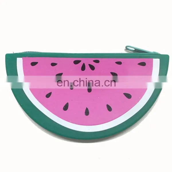 Half Circle Watermelon Fruit Shape Mini Coin Wallet Fashion Trendy Girls Purse Silicone Bags photo-4