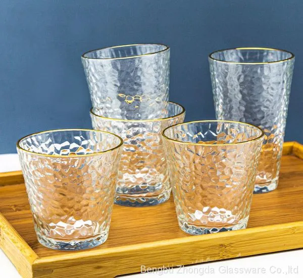 Japanese Style Hammered Pattern Glass Wine Mugs