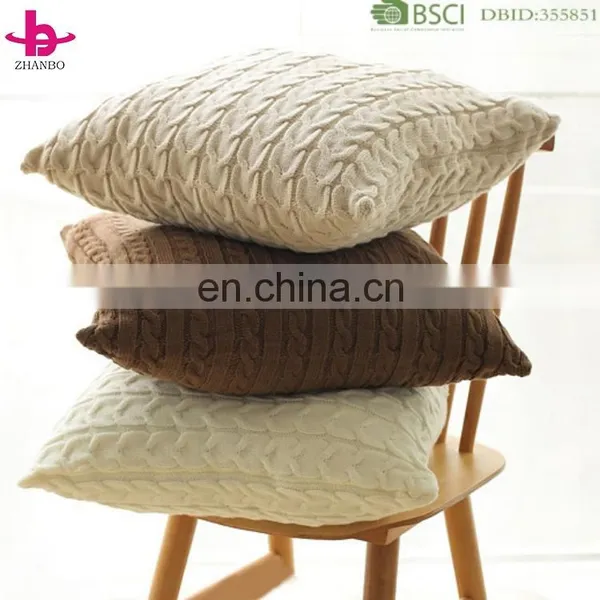 Hot Selling High Quality 100% Cotton/Acrylic Cable Knit Decorative One Layer Multifunction Throw Pillow Covers for Couch photo-2