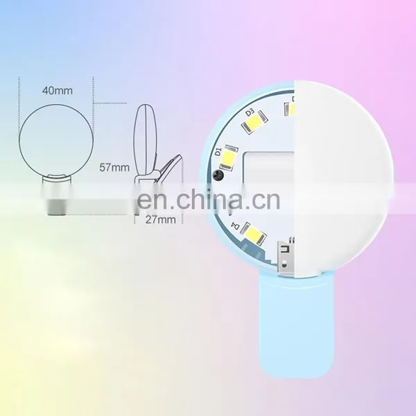 Wholesale Led Mini Selfie Ring Flash Light Mobile Phone Clip Usb Rechargeable Dimmable Makeup Lights photo-3