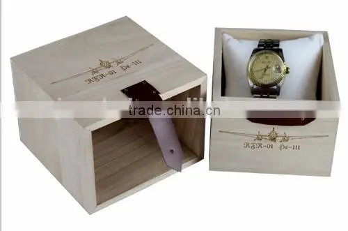 Custom Logo Natural Color Solid Wooden Watch Gift Box,sliding Wood Watch Boxes photo-3