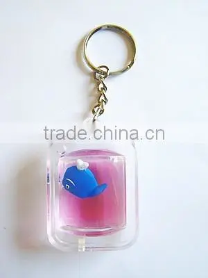 Aqua Acrylic Keychain, Fancy Liquid Custom Shape Key Ring With Attractive Floater