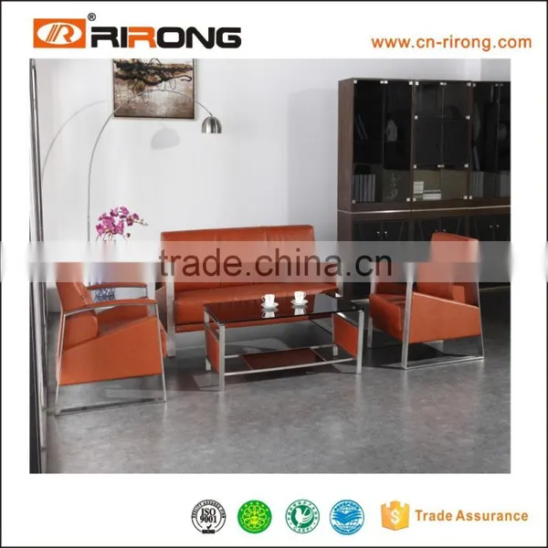 Luxury Furniture Brown Leather Reception Sofa CEO Office Sofa RR-8073 photo-3
