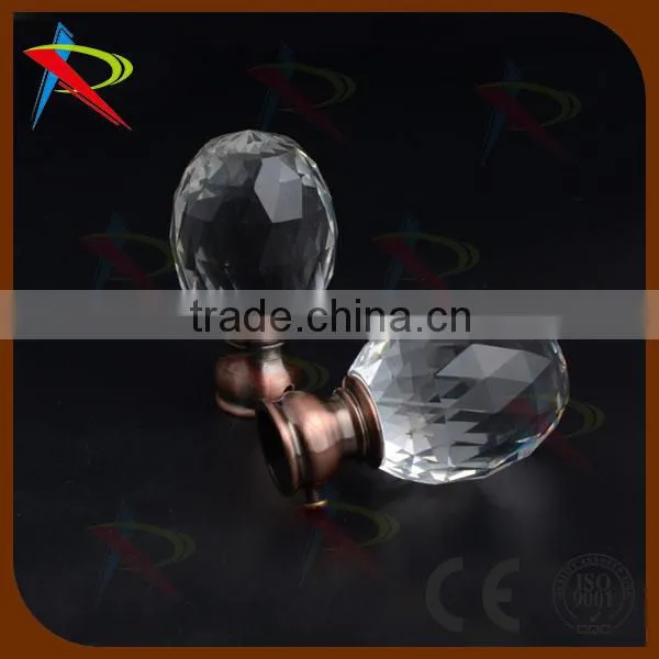 1.1-2.1m Antique Brass 19mm Metal Extend Window Curtain Pole Crystal Glass Finial photo-3