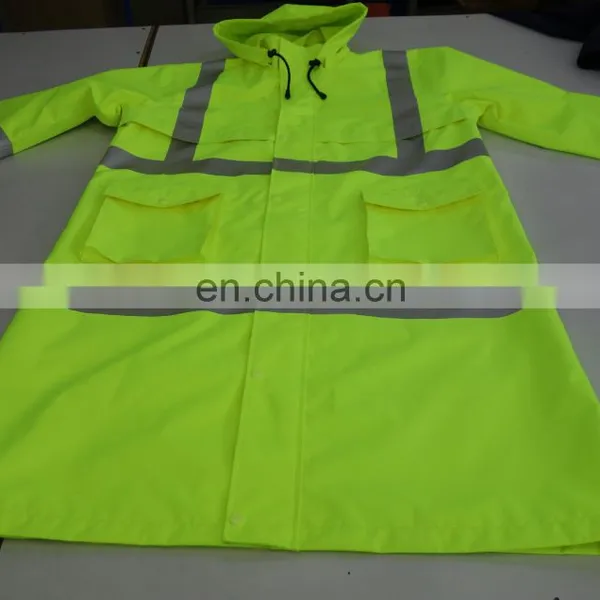 300D Ripstop PU Coating Waterproof High Visibility Rainwear Jacket photo-4