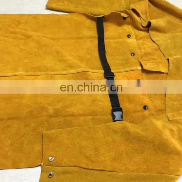 Mens Cow Split Leather Welding Apron With Long Sleeves, Welder Leather Apron, Safety Jacket photo-2