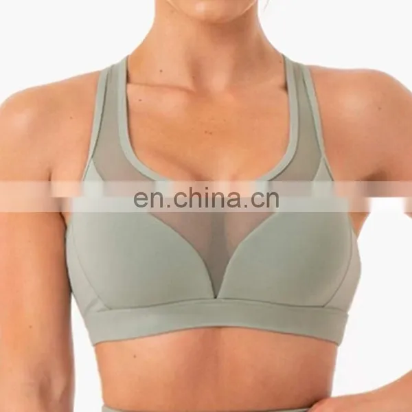 Custom Wholesale Womens Sexy Mesh Gym Wear Sports Yoga Bra Ladies Gym Yoga Clothing Workout Training Crop Top Bra photo-4