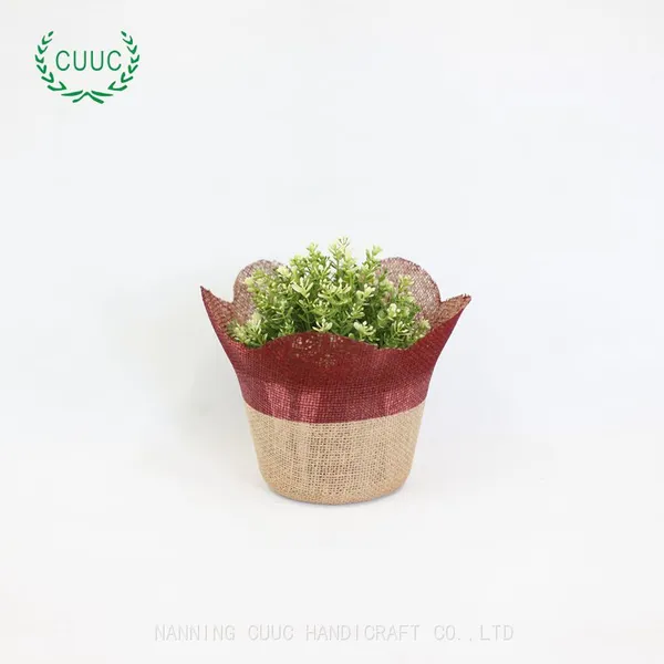 Burlap Fabric Plant Pot for Planter Jute Flower Pot Cover photo-4