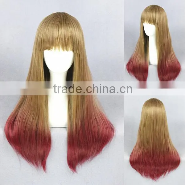 Wholesale High Quality 60CM Medium Blonde Red Mixed Lolita Women Synthetic Wig