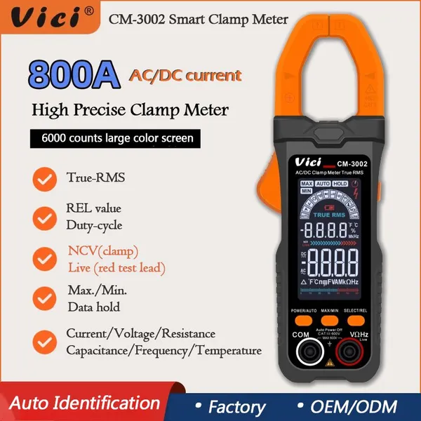 Vicimeter CM-3002 Oversize Color LCD 800A AC DC Smart Auto Clamp Meter photo-2