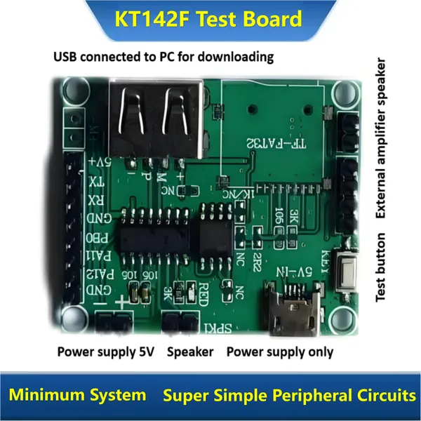 KT142F Voice Chip Sound Prompt IC Supports External SPI Flash Virtual as U-Disk Capacities Auto Adapts Serial Por Audio Combination Playback Insertion photo-2
