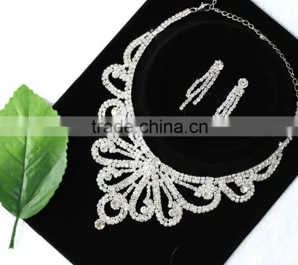 Cheap Silver Bridal Necklace and Earring Sets Wedding Rhinestone Bridal Jewelry Sets photo-6