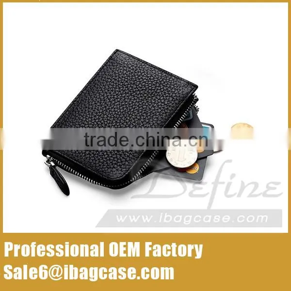 Leather Card Case Wallet Ladies Purse With Zipper