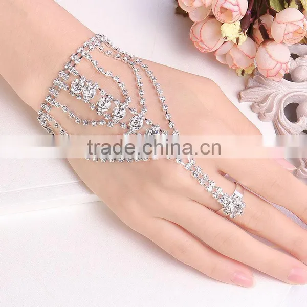 Attractive Shiny Ladys Best Gift Finger Chain Ring Bracelet photo-5