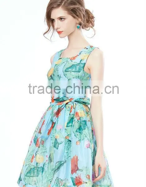 2014 New Product Trendy Women Sleeveless Silk Dress (stock) photo-2