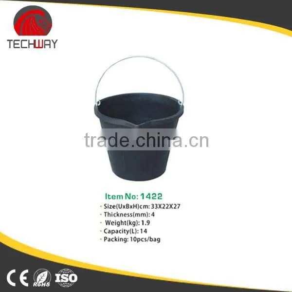 Recycled Rubber Pail With Lip,black Construction Bucket photo-3