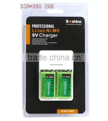 HOT SALE!!! Soshine 9V Li-ion Ni-MH NI-CD Battery Charger With 650mAh Lithium-ion Rechargeable 9 Volt Batteries photo-5