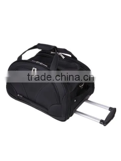 Fashion Black Polyester Rolling Duffel Bag With Trolley Super Light photo-3