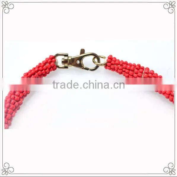 Europe America Style Red Bead Necklace With Leather Tassel photo-4