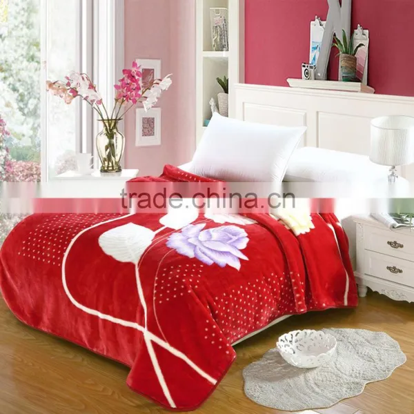 100% Polyester Cheap China Manufacturer Super Soft Weft Flower Printed Mink Blanket