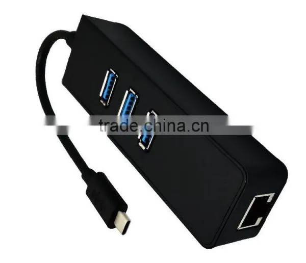 USB3.1/Type-C to USB3.0 Adapter Connector Hub 2pcs/lot 3 * USB3.0 Ports And1* Lan Port for Macbook Chromebook photo-3