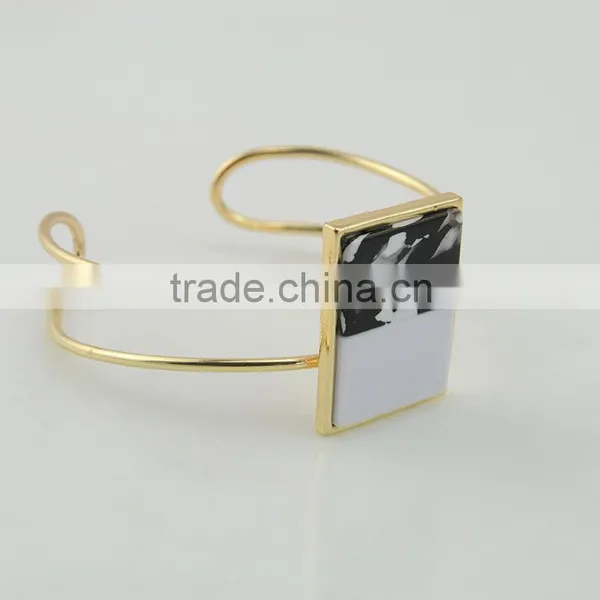 Fashion Woman Style Gold Plating Multi-ply Alloy Bracelets Bangles With Natural Stone Bracelet photo-3