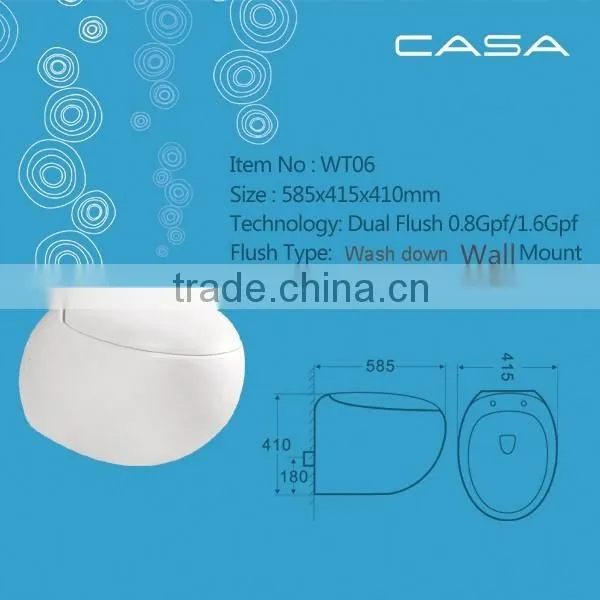 180mm Rough in P Trap W/c Round Wallhung Toilet for Sale
