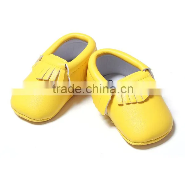 2016 Hot Sale Solid Color Children Shoes PU Baby Plain Shoes photo-2