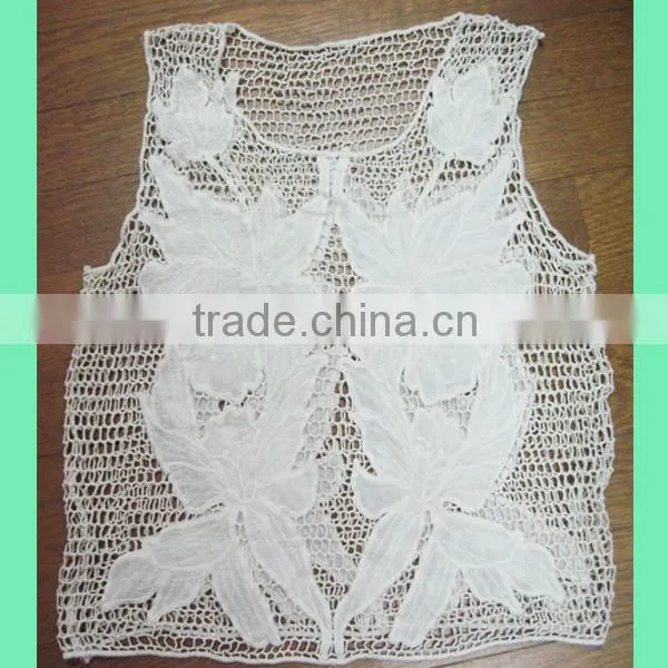 Wholesale Cotton Lace Sleeveless Women Net Tops