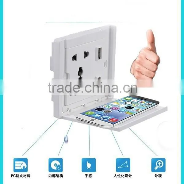 Universal Dual 2 Ports USB Wall Socket Charger With PHONE Stand Hotel Use Home Use