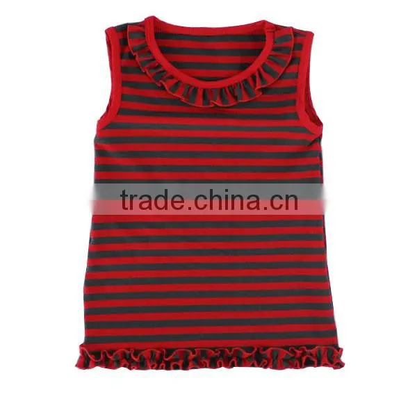 2016 Wholesale Strip Cotton Ruffle Baby Vest Children Clothing Overseas Oem Service Girls Top Design photo-4
