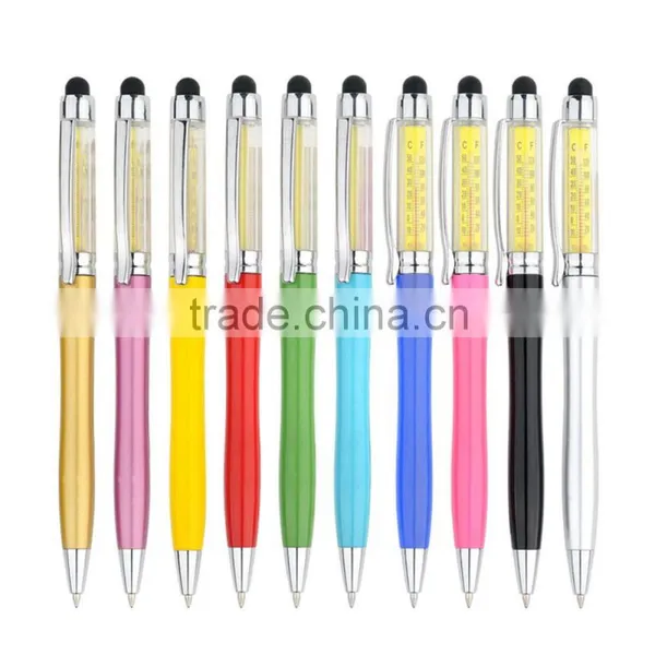 New Design Diamond Ball Pen With Touch Stylus , Promotional Plastic Pen With Crystal Top