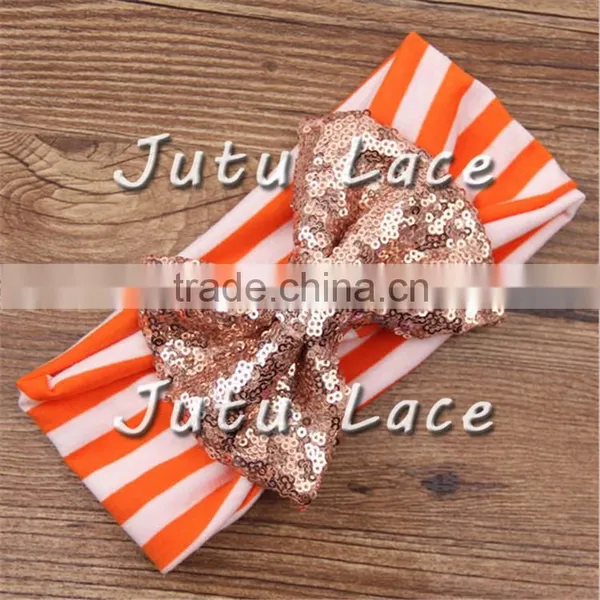 Popular Newborn Baby Headbands With Bows - Glitter Sequin Bow With Elastic Strip Headband photo-3