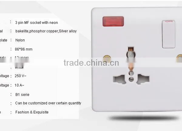 10A 3 Pin MF Socket,male Electrical Wall Socket photo-4
