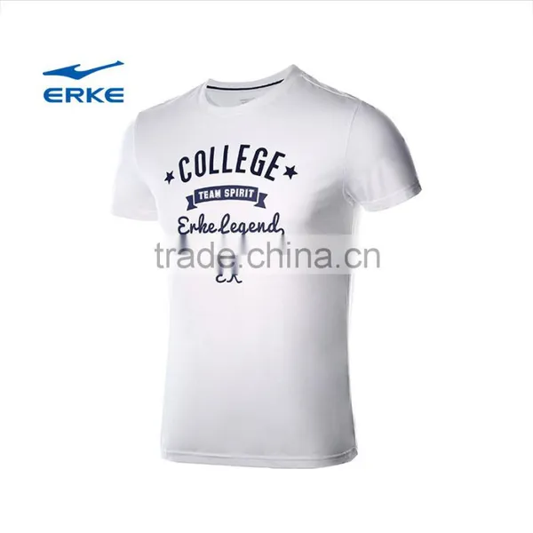 ERKE Wholesale Casual Style Summer White Printed Letters Round Neck Mens Cotton t Shirt photo-2