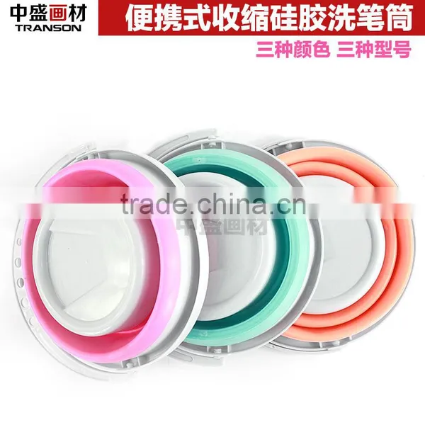 Transon Foldable Brush Washer With Handle, Plastic Brush Washer. Water Pot, Blue, Red, Orange, Green Color .