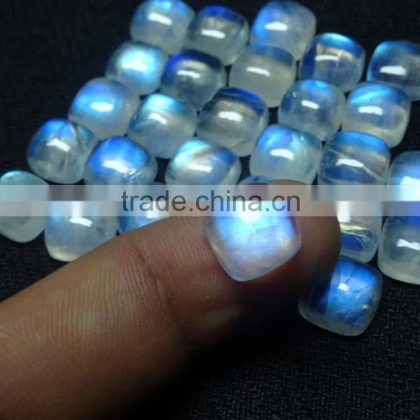 Rare Cushion Cut Blue Flashy 10x10 mm Natural Rainbow Moonstone photo-6