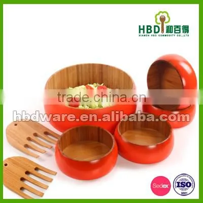 High Quality Bamboo Salad Bowl Set With Server Wholesale photo-2