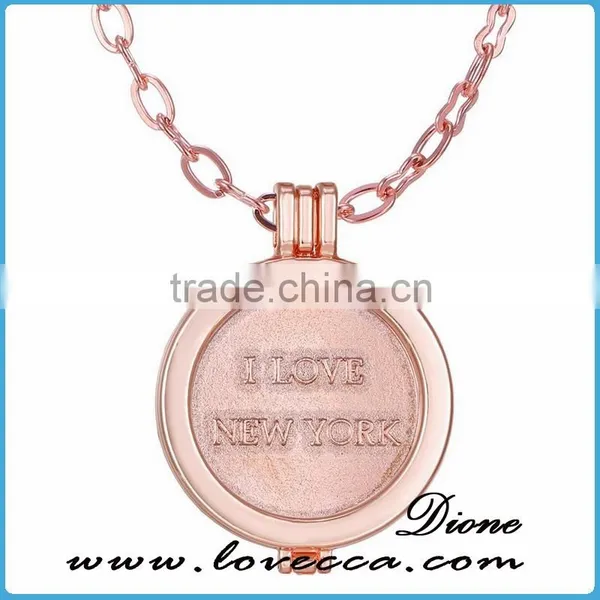 Jewelry Rose Gold Coinlocket Interchangable Coin Holder Necklace photo-5