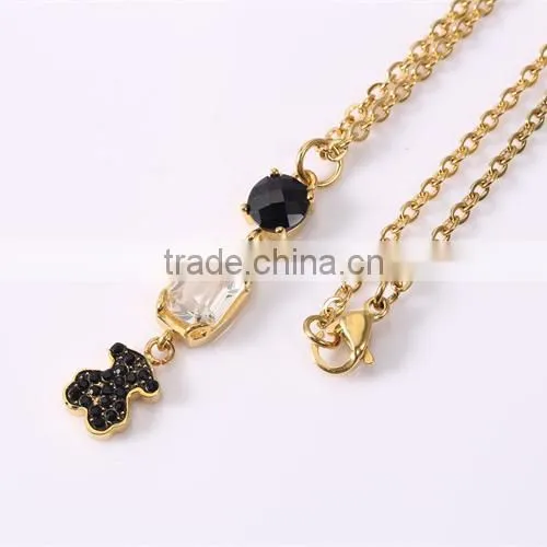 Guangzhou Biggest Wholesale Fashionable Black Bear Pendant Gold Plated Chain Necklace photo-3