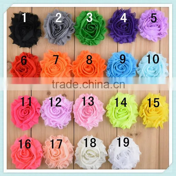 Wholesale Solid Shabby Chiffon Flower Frayed Shabby Chic Flowers Shabby Rose Trim Lovely Rosette Chiffon Shabby