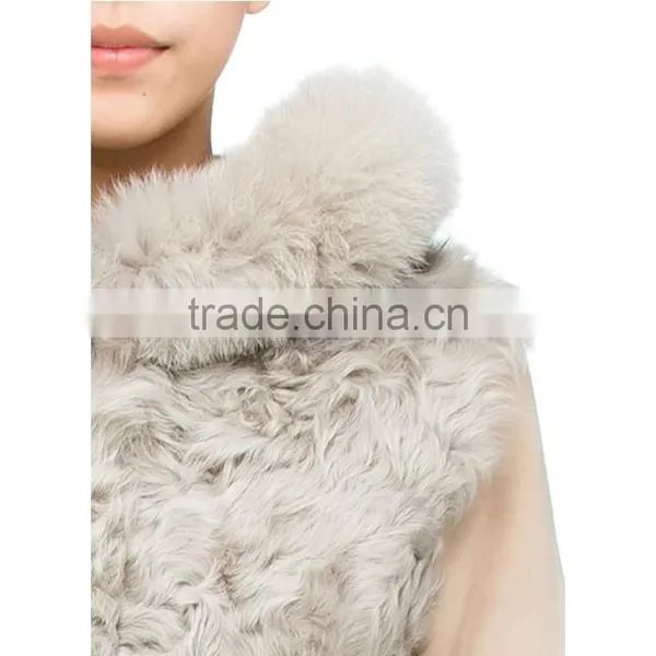 Popular Women Sheepskin Winter Hooded Coat With Fox Fur photo-5
