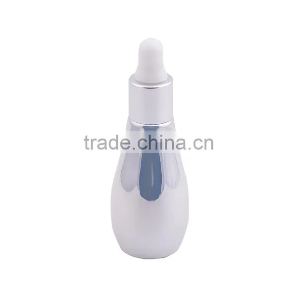UV Gel Silver Gold Colored Bowling Shaped Glass Dropper Bottle for E-juice, Empty Mini Glass Essential Oil Bottles photo-4
