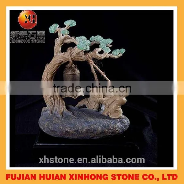 Lovely Shaolin Little Monk Buddha Statue Sleep on Stone photo-5